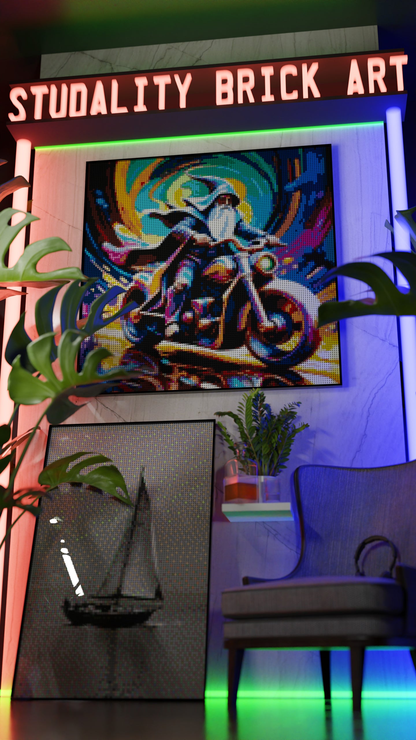 The Rune Roadster LEGO® Style mosaic pixel art design for display